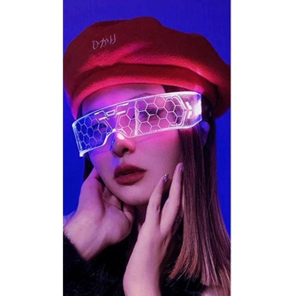 Typelight Cyberpunk LED Glasses Futuristic Honeycomb Visor Rave Cosplay Shades